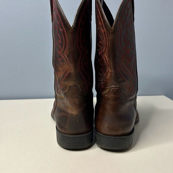 Ariat Quickdraw Square Toe Brown Leather Cowboy Boots 10004853 Sz 5 - Picture 6 of 8